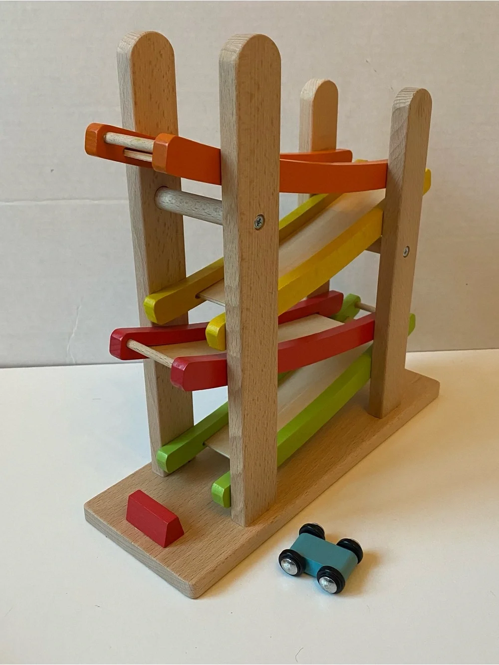 EverEarth Wooden Rainbow Car Ramp Toy